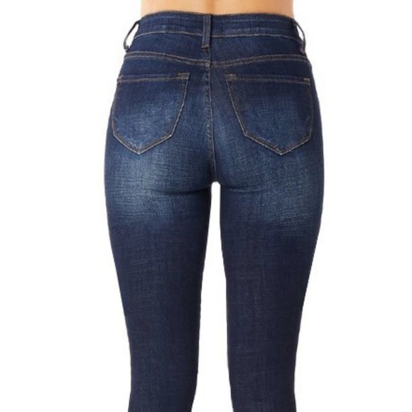 Distressed Denim Dark Blue High Waist Skinny Jeans Size: 11-13 - Picture 6 of 8